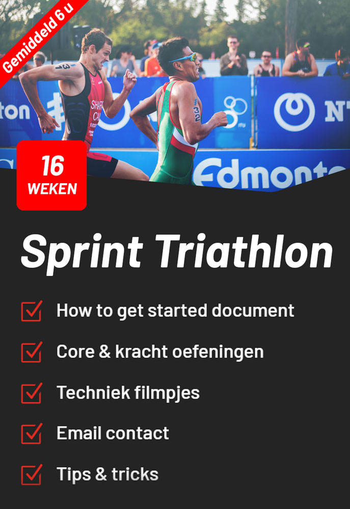 Achtste en sprint triathlon trainingsplan 16 weken 57 u per week